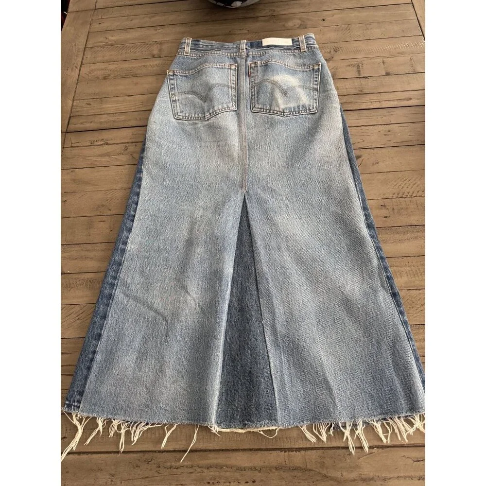 RE/DONE x Levis Seamed Denim Midi Skirt Medium / Light Size 25 - Picture 5 of 6